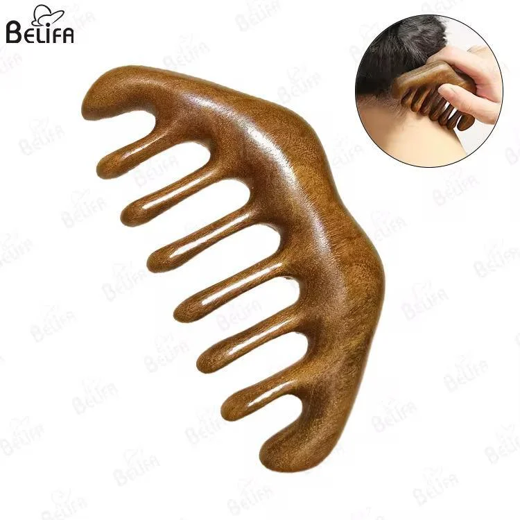 מסרק עיסוי מעוקל מעץ