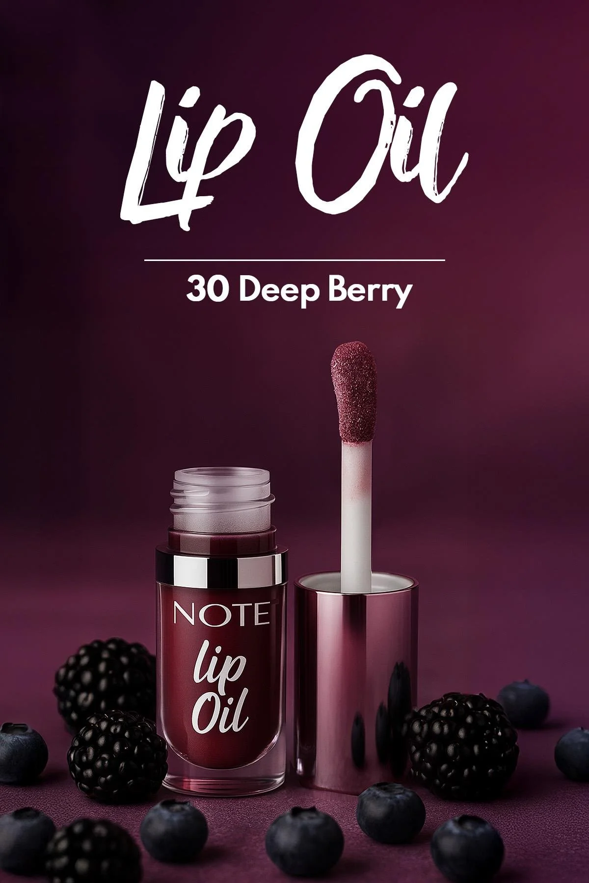 Note Lip Oil 30 Deep Berry, Moisturizing & Glowing Lip Oil - ויולט 5