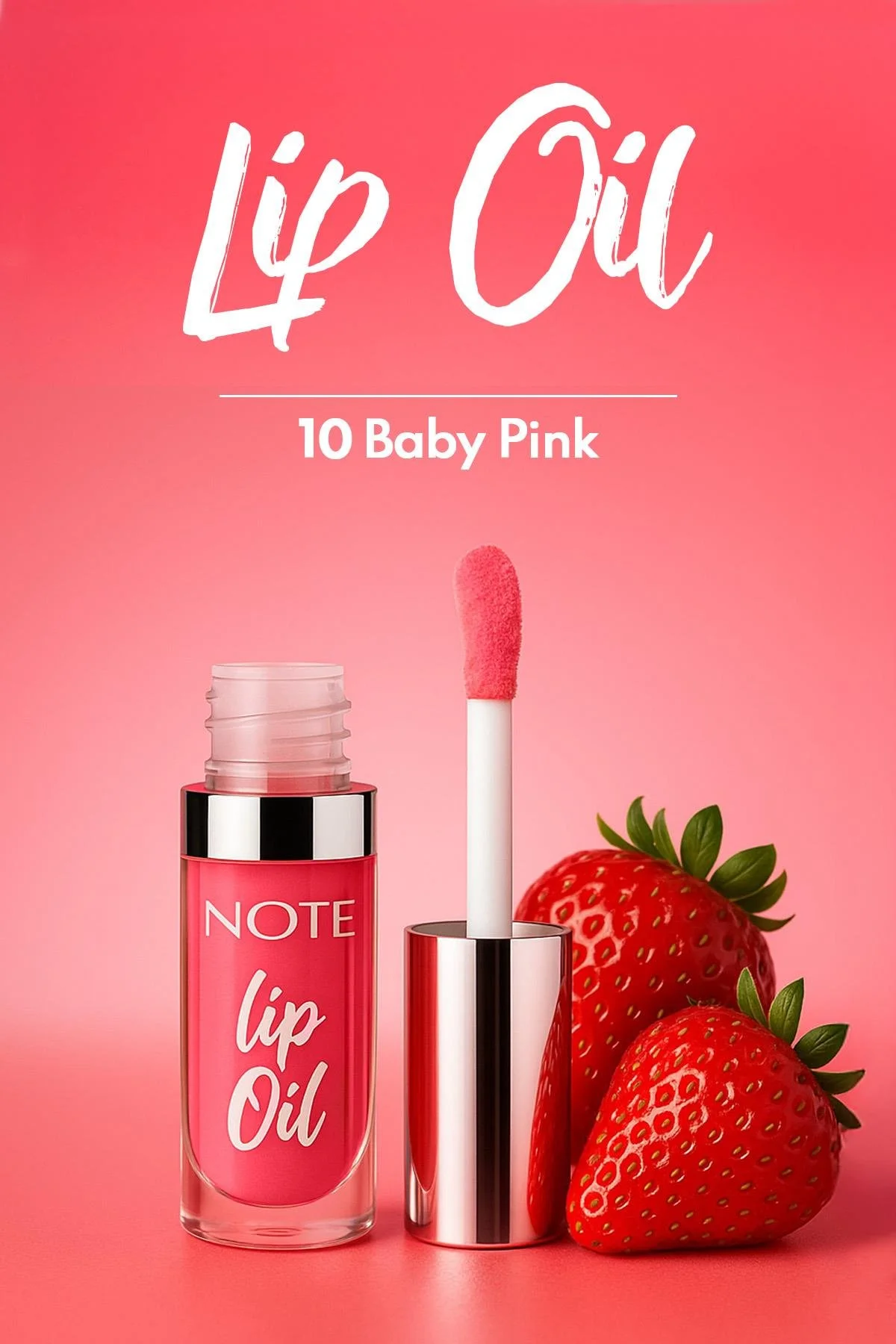 Note Lip Oil 10 Baby Pink, Moisturizing & Glowing Lip Oil - ורוד 3
