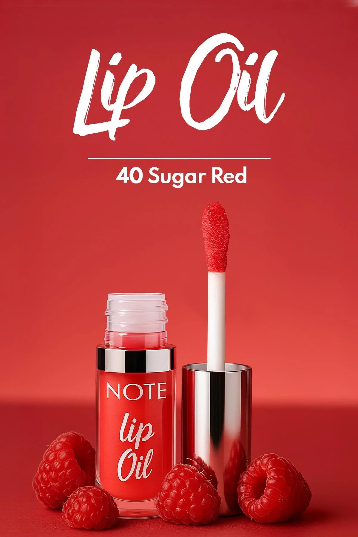 Note Lip Oil 40 Red Sugar, Moisturizing Oil and Lip Gloss - אדום 4