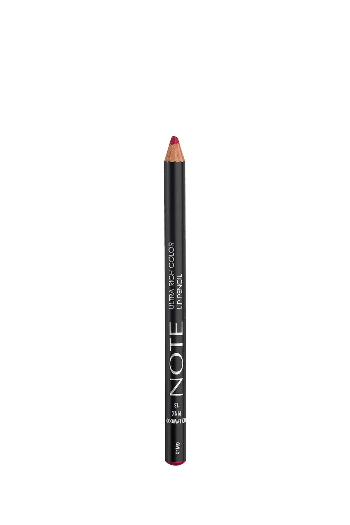 Note Ultra Rich Color Lip Liner מס' 13, הוליווד ורוד - ורד