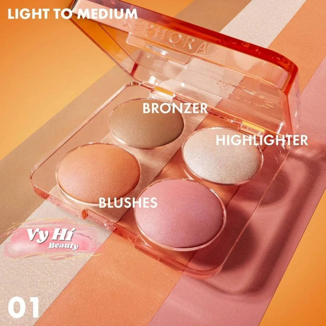 סומק, ברונזר והילייטר של Sephora Colorful Palette - 01 קל עד בינוני 2