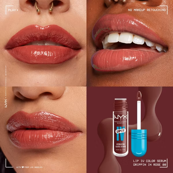 NYX Lip IV Hydrating Lip Gloss DRIPPIN IN ROSE 08 3
