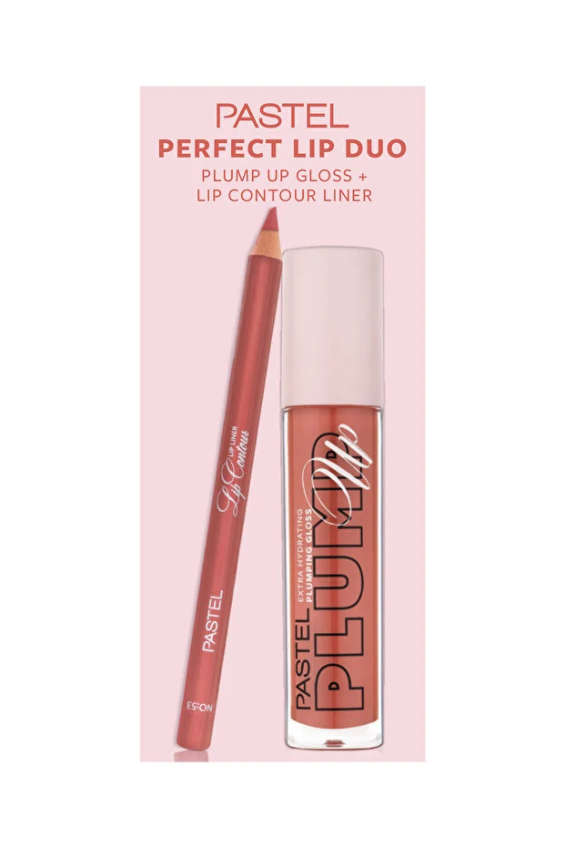 פסטל Lipstick Duo, Perfect Lip Plumping Lip Gloss 205 + Lip Liner 53