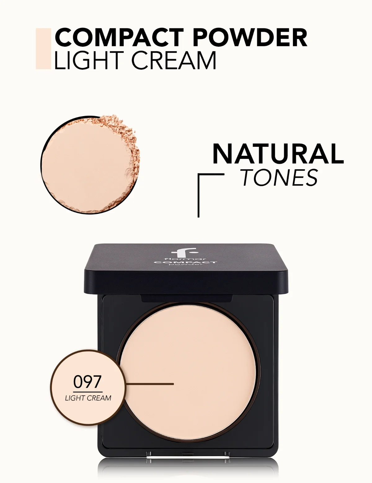 Flormar Compact Powder C.Powder 097 Light Cream 4