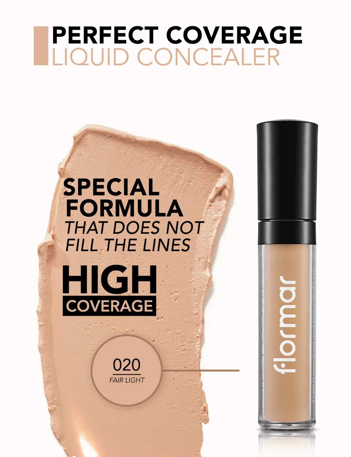 FLORMAR Perfect Coverage Concealer 020 בהיר/קל 3