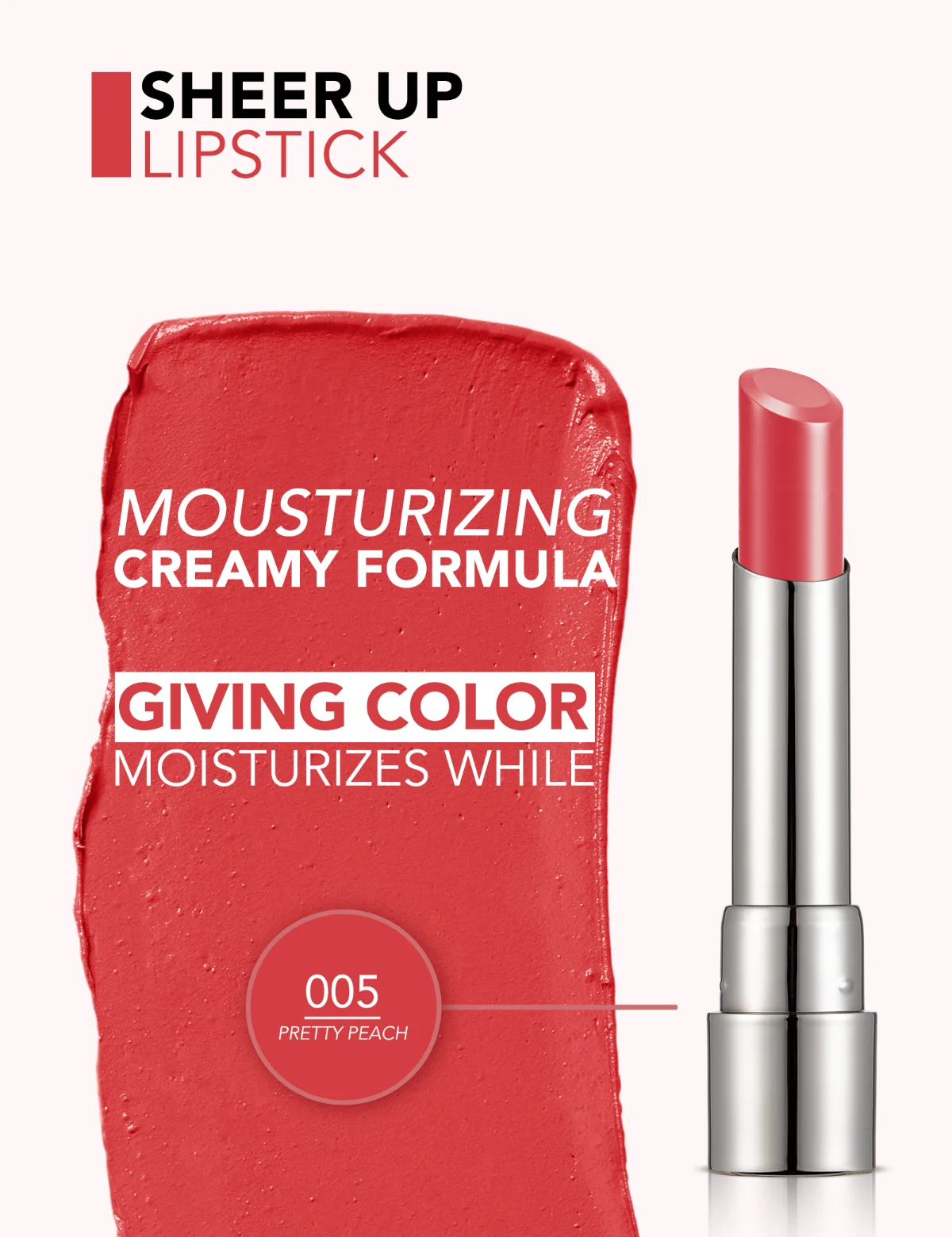 Flormar Sheer Up Lipstick 005 Pretty Peach 3