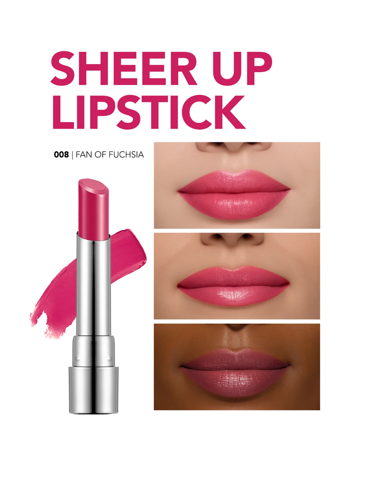 Flormar Sheer Up Lipstick 008 Fan Of Fuchsia 3