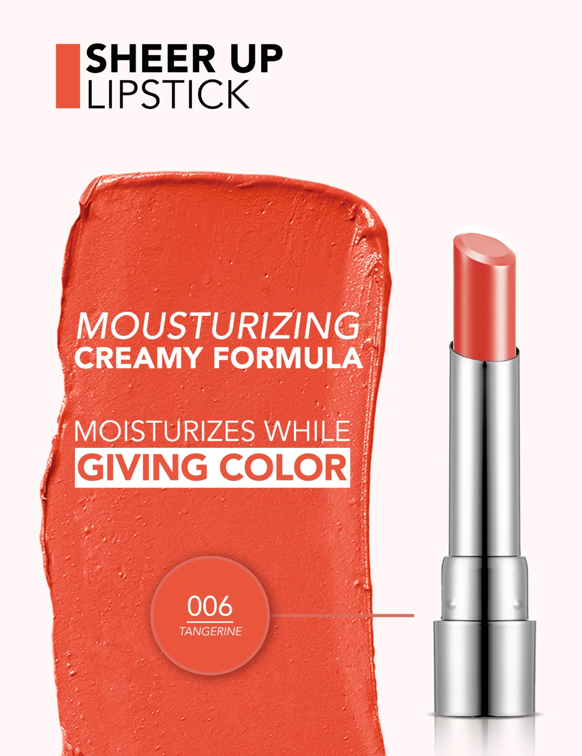 Flormar Sheer Up Lipstick 006 Tangerine 4