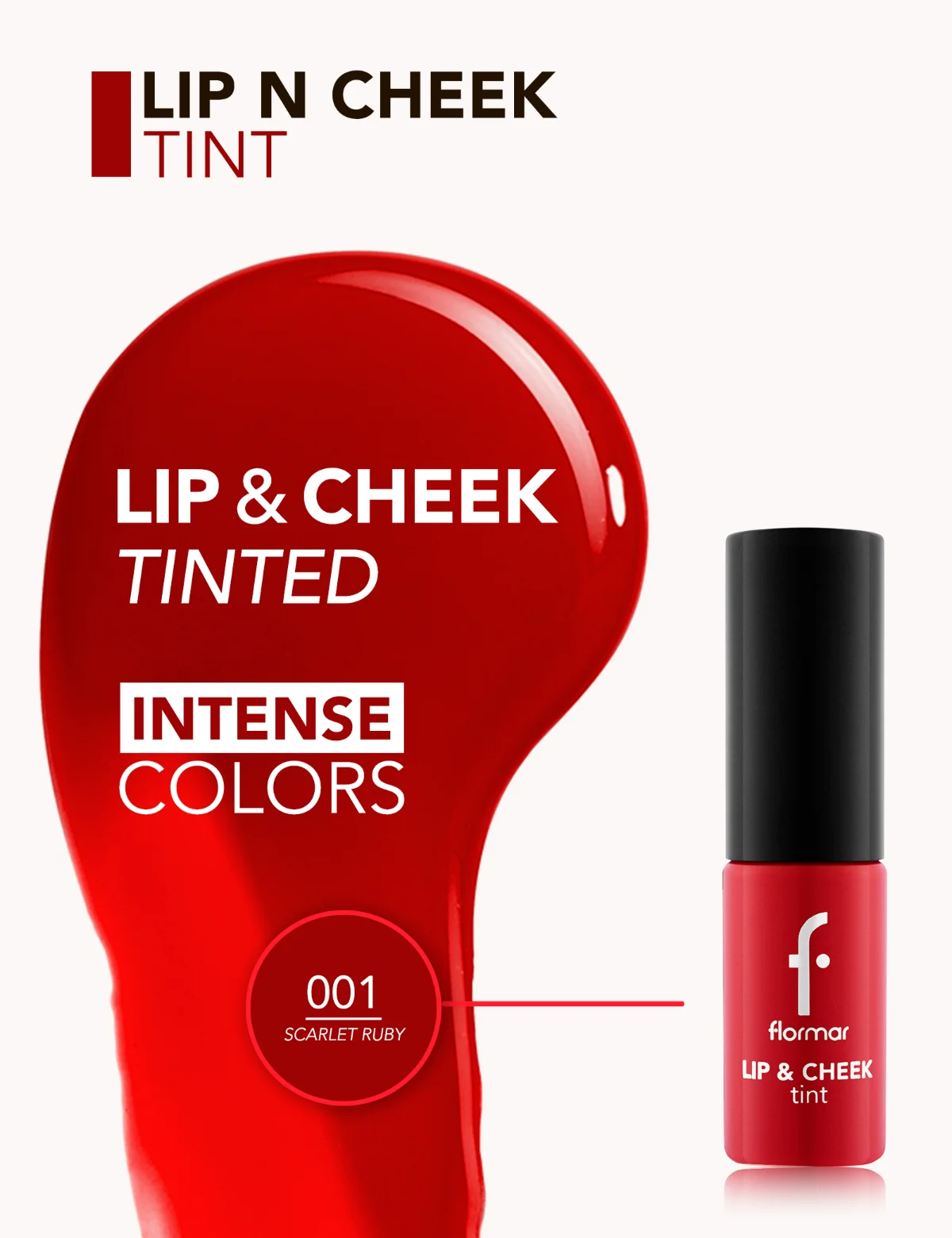 Flormar Lip & Cheek Tint 001 Scarlet Ruby 4