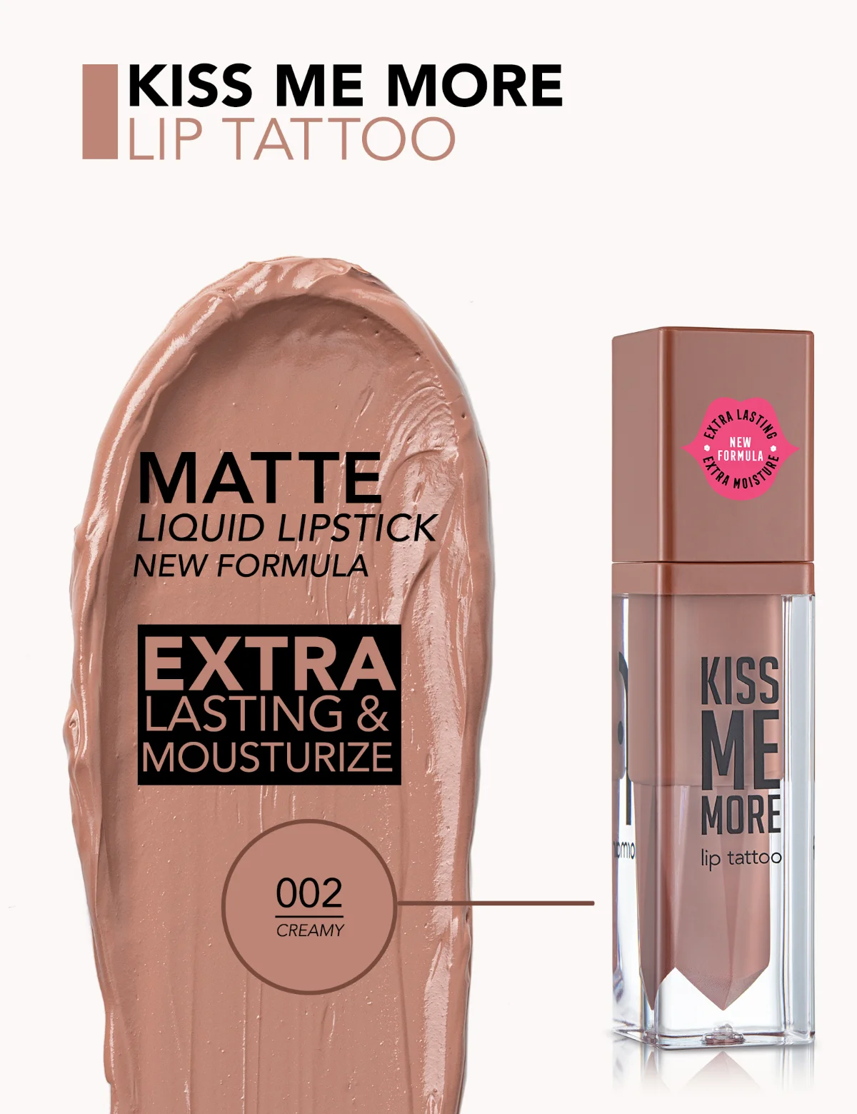 Flormar Kiss Me More Lip Tattoo 002 קרמי 3
