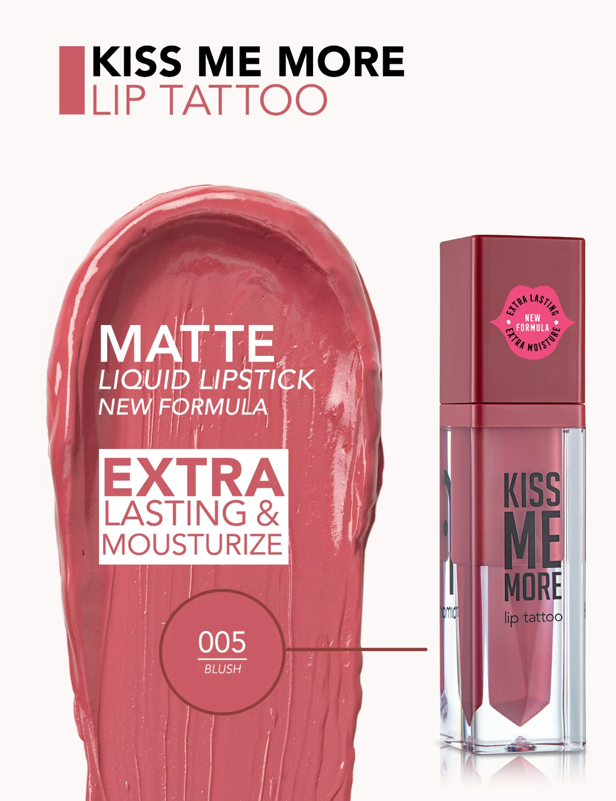 Flormar Kiss Me More Lip Tattoo 005 סומק 3