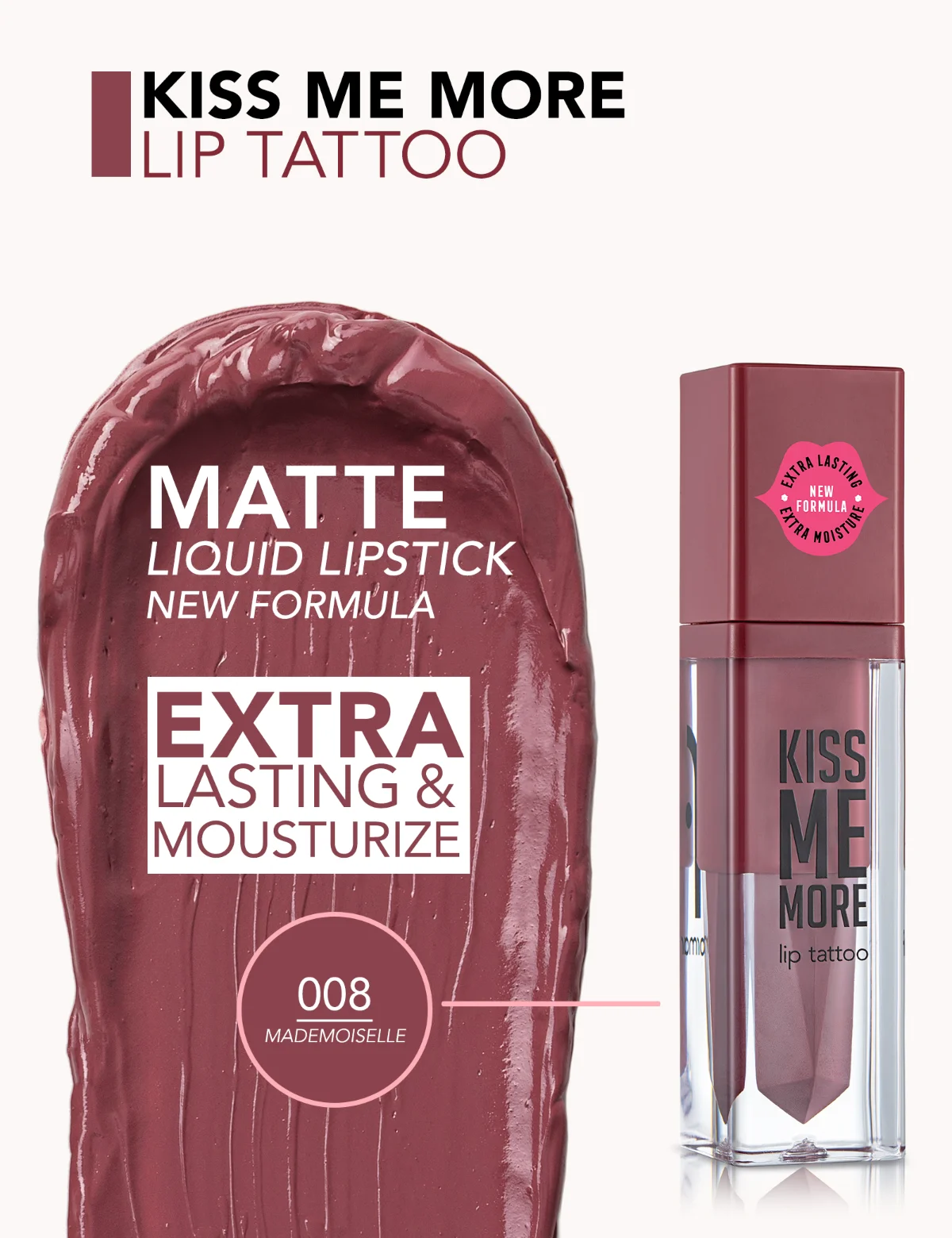 Flormar Kiss Me More Lip Tattoo 008 Mademoiselle 3