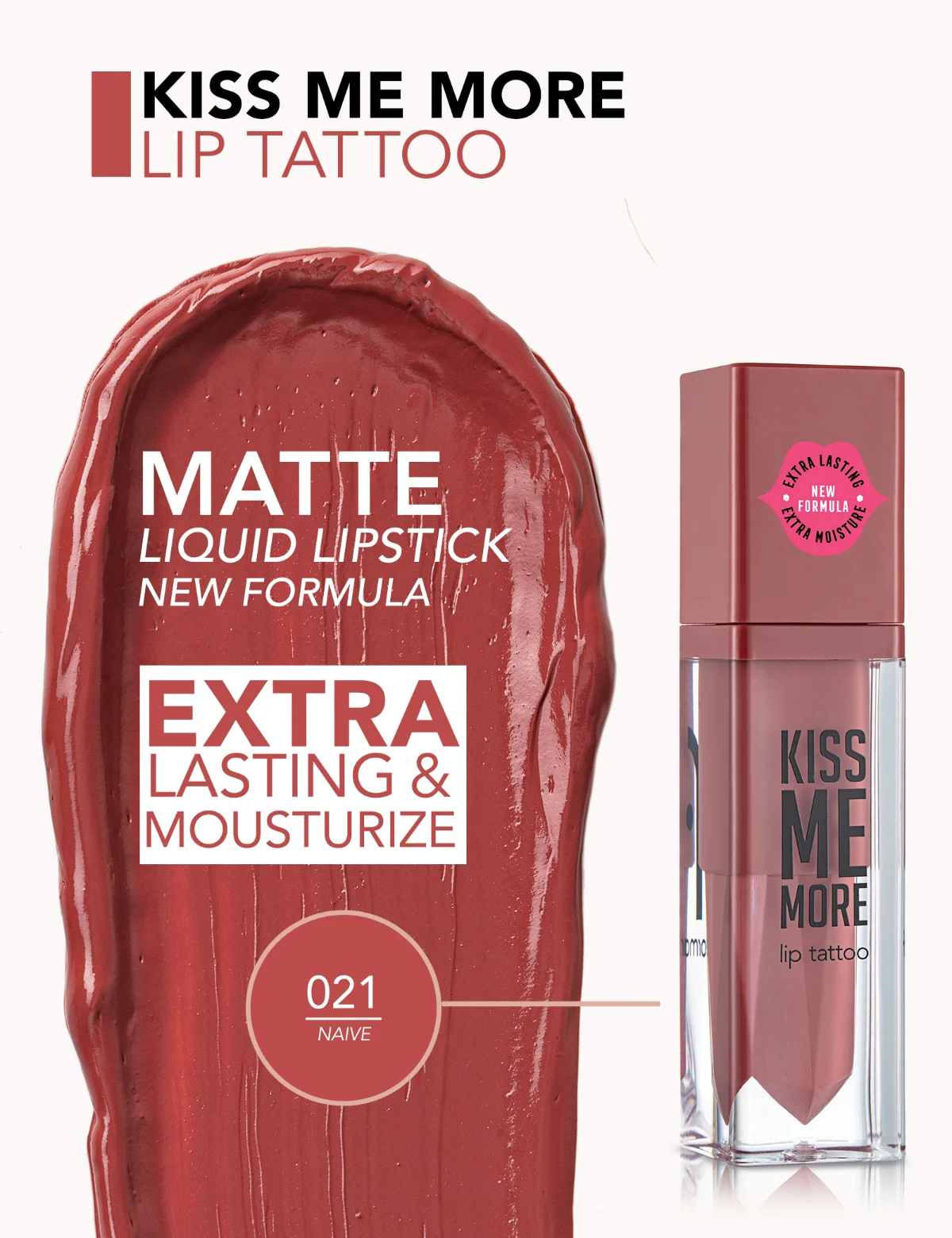 Flormar Kiss Me More Lip Tattoo 021 נאיבי 3
