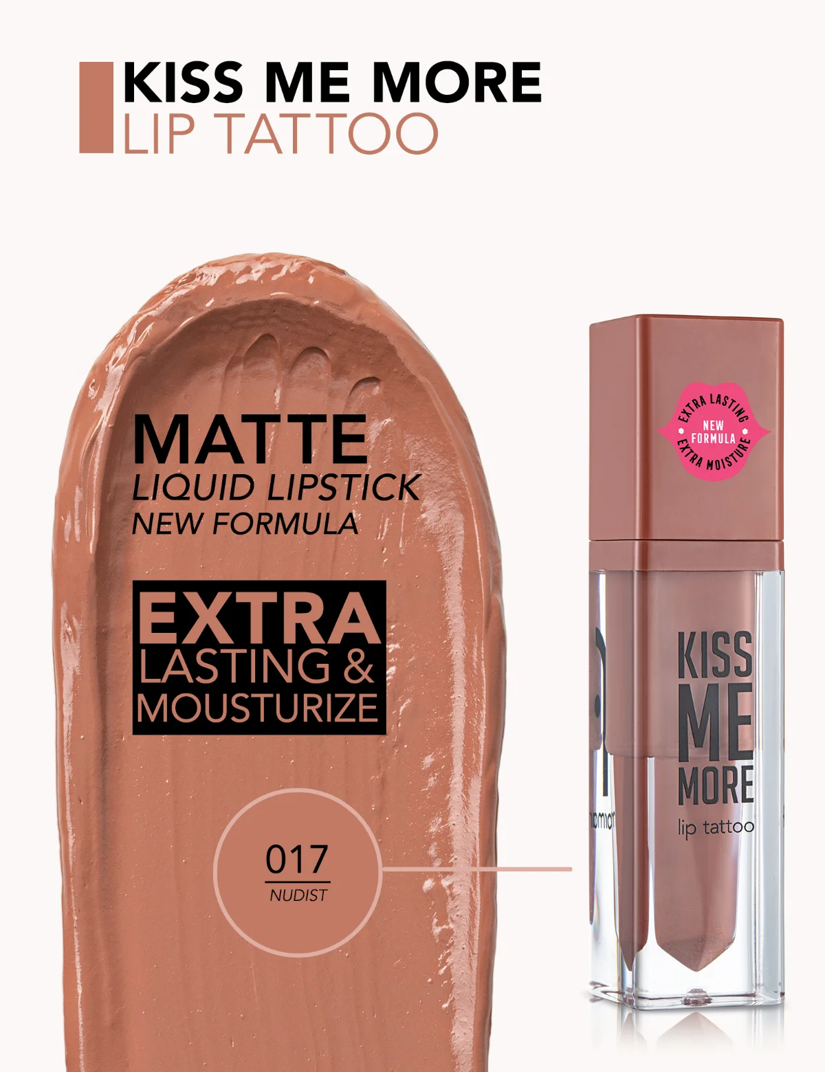 Flormar Kiss Me More Lip Tattoo 017 נודיסט 3