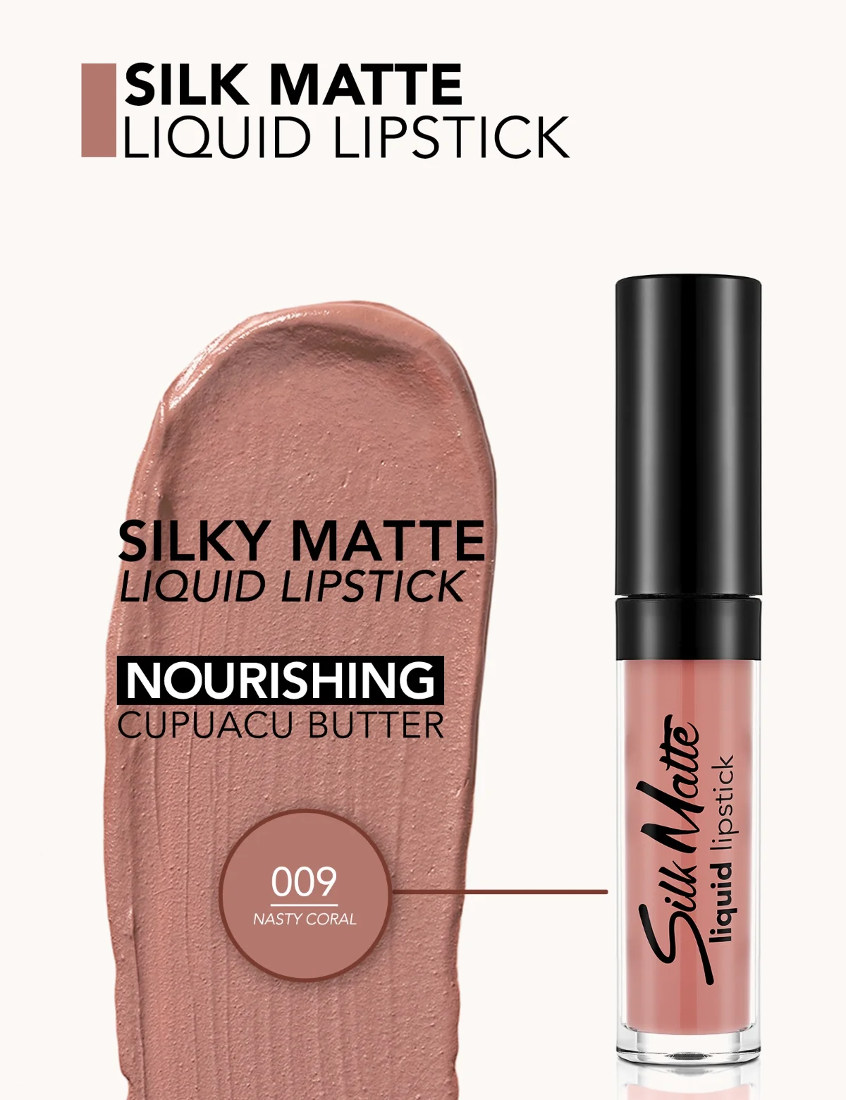 Flormar Silk Matte Liquid Lipstick 009 Nasty Coral 3