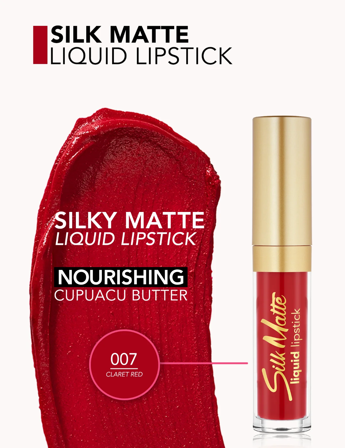 Flormar Silk Matte Liquid Lipstick 007 Claret Red 3