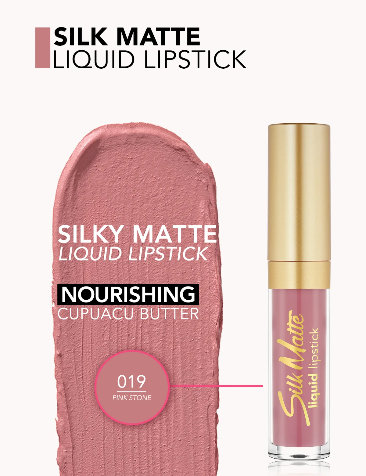 Flormar Silk Matte Liquid Lipstick 019 Pink Stone 3