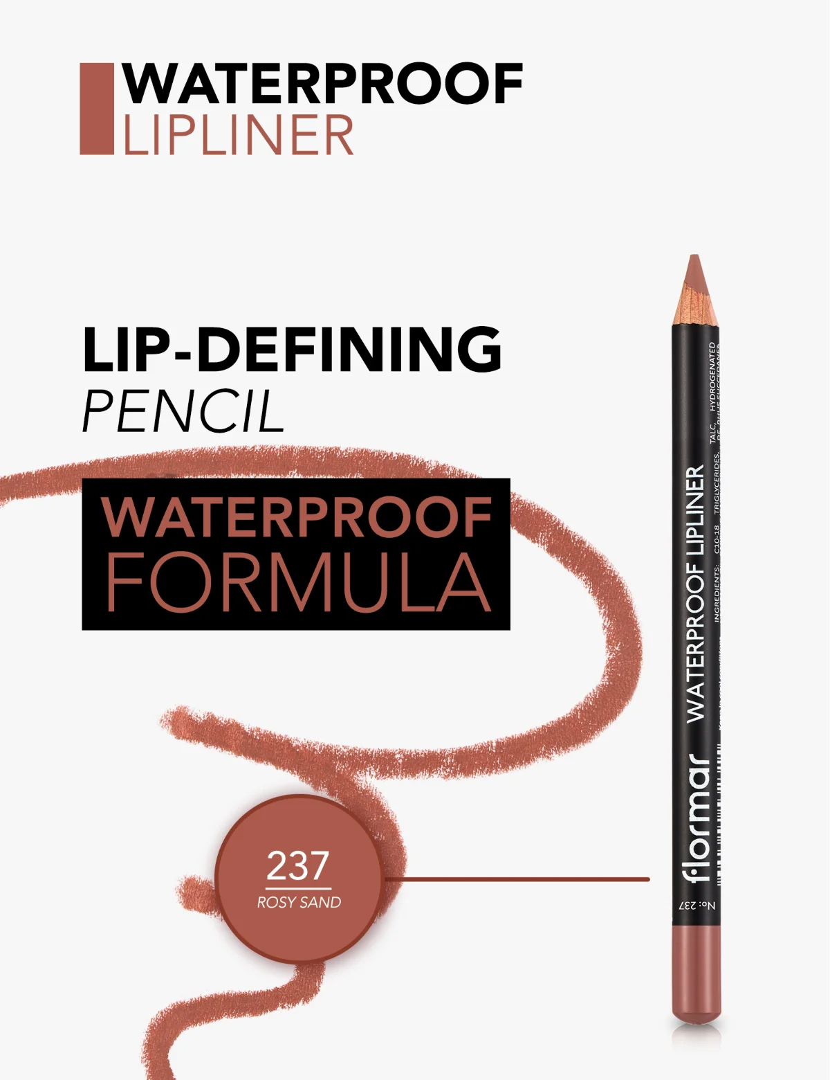 FLORMAR Lipliner עמיד למים 237 חול ורוד 4