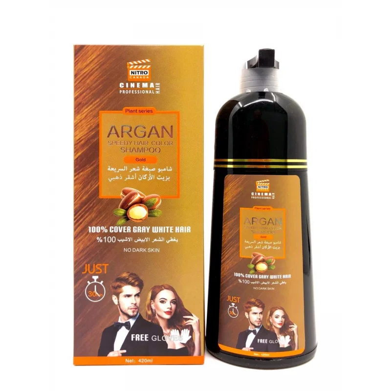 שמפו Nitro Canada Rapid Hair Dye עם שמן ארגן, צבע זהוב, גודל 420 מ"ל-