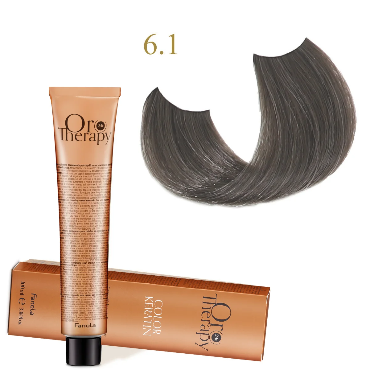 Oro Therapy Keratin 100ml (ללא אמוניה) 6.1 בלונד אפר כהה