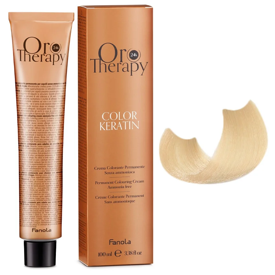 Fanola Oro Therapy צבע קרטין אורו בורו צבע שיער 10.3 פלטינה בלונד זהוב 100 מ"ל