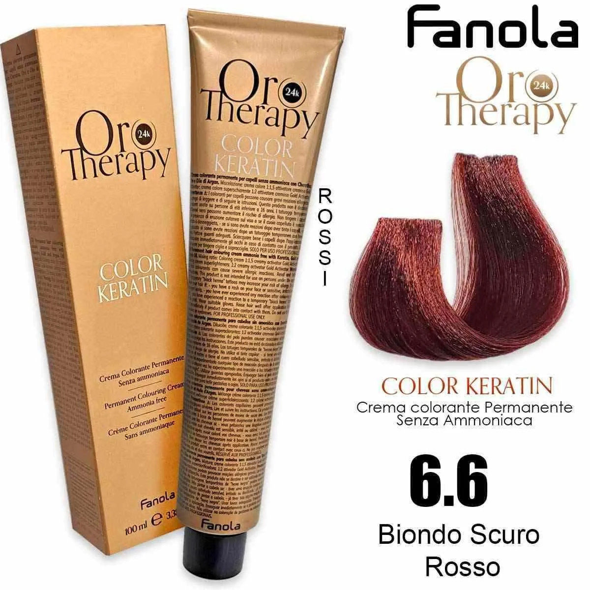צבע שיער Fanola L'Oro אדום בלונד כהה מס' 6.6