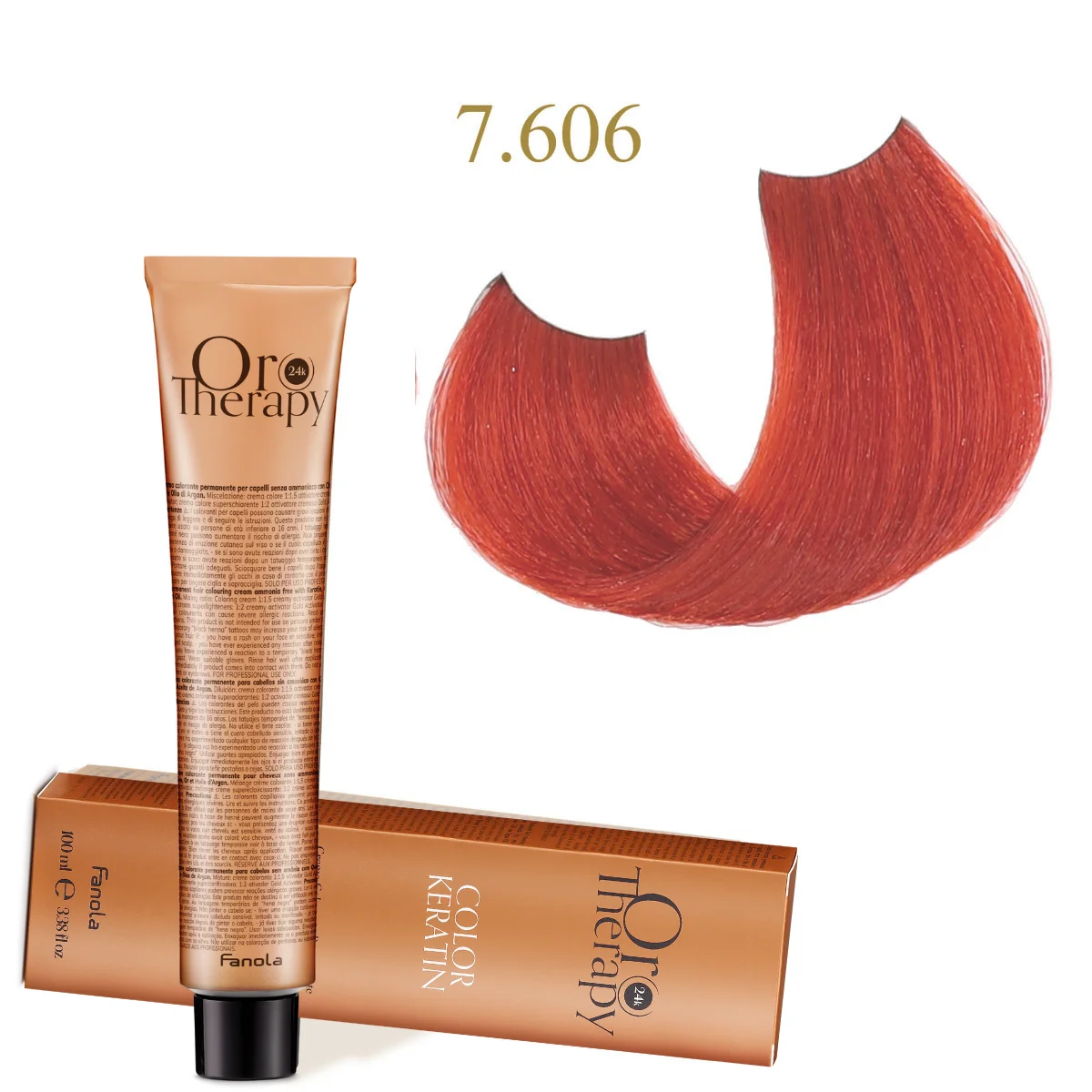 Oro Therapy קרטין צבע שיער 100 מ"ל (ללא אמוניה) 7.606 בלונד אדום חם