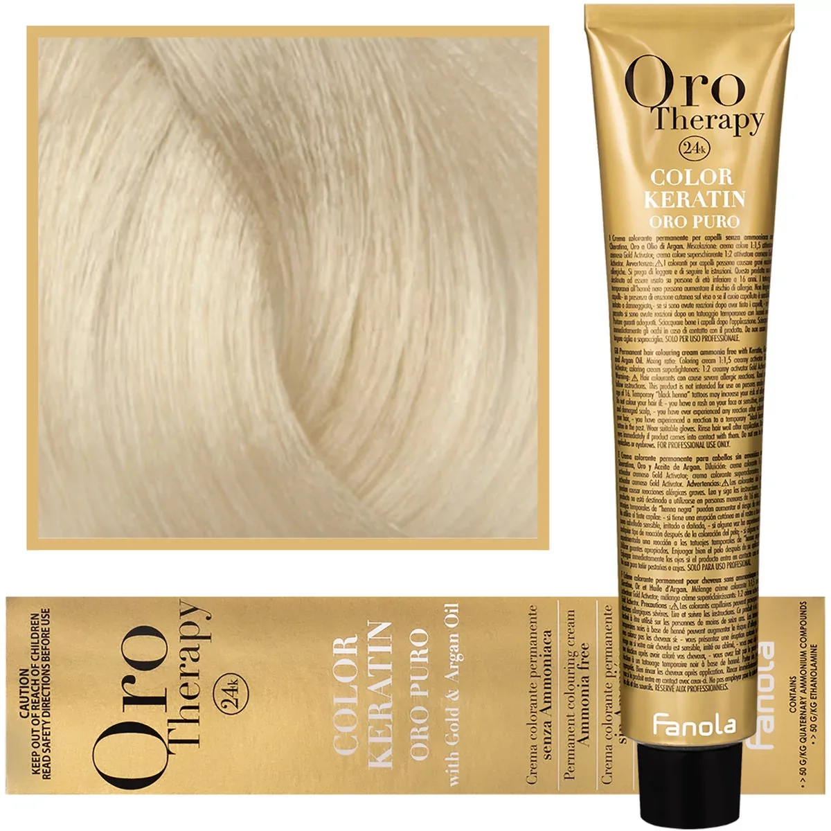 Oro Boro Therapy קרטין צבע 100 מ"ל Fanola 10.0 Extra Platina Blonde