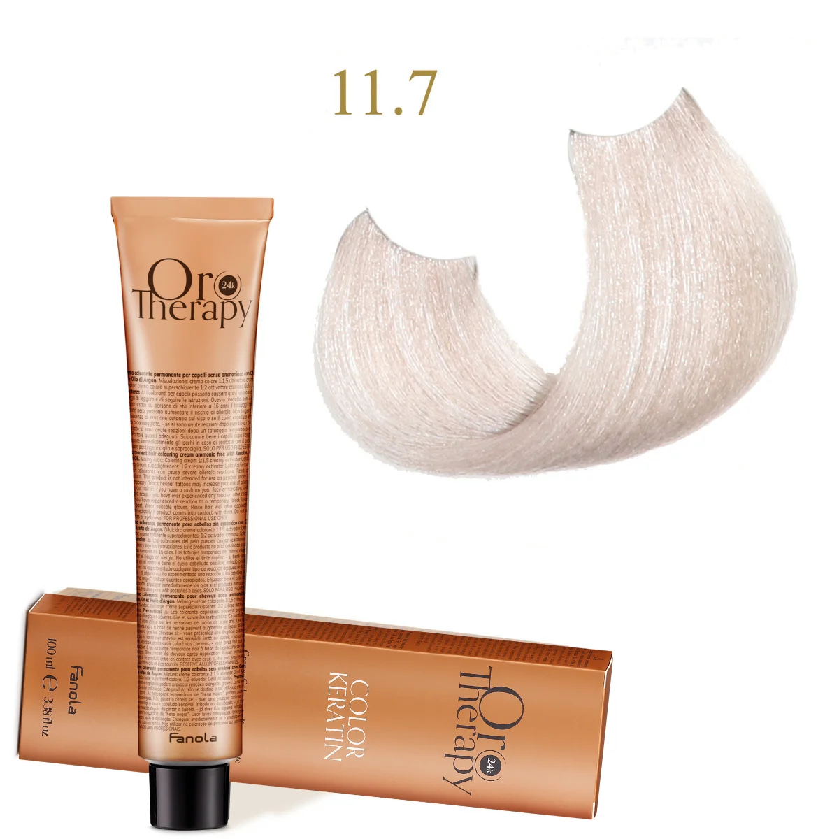 Oro Therapy, קרטין 100 מ"ל (ללא אמוניה), בלונד פלטינה בהירה 11.7