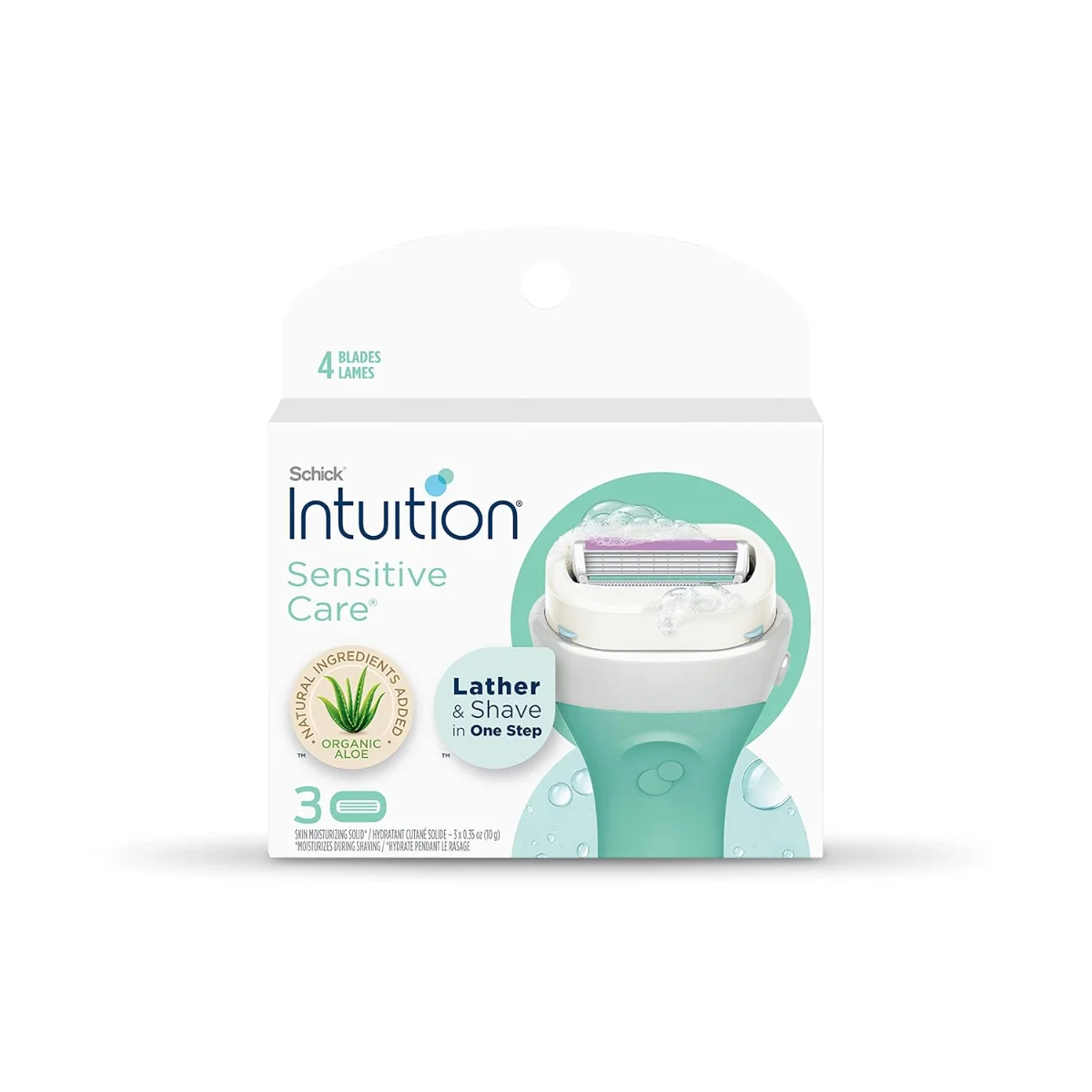 Schick Intuition Naturals סכיני גילוח לטיפוח עור רגיש - 3 חלקים
