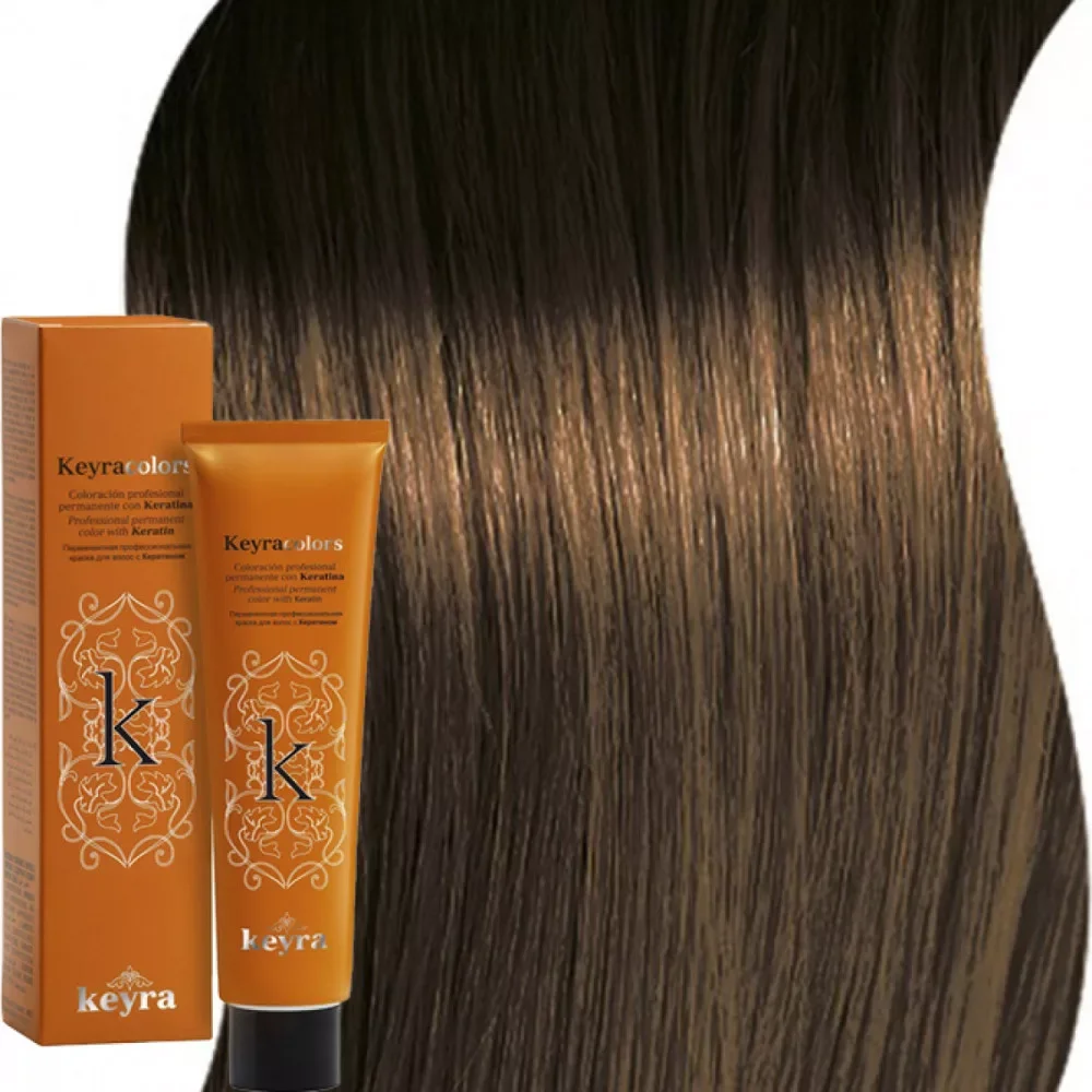 צבע שיער Kera עם קרטין 5+, צבע ערמון בהיר עז - Keracolors צבע קבוע לשיער 100 מ"ל