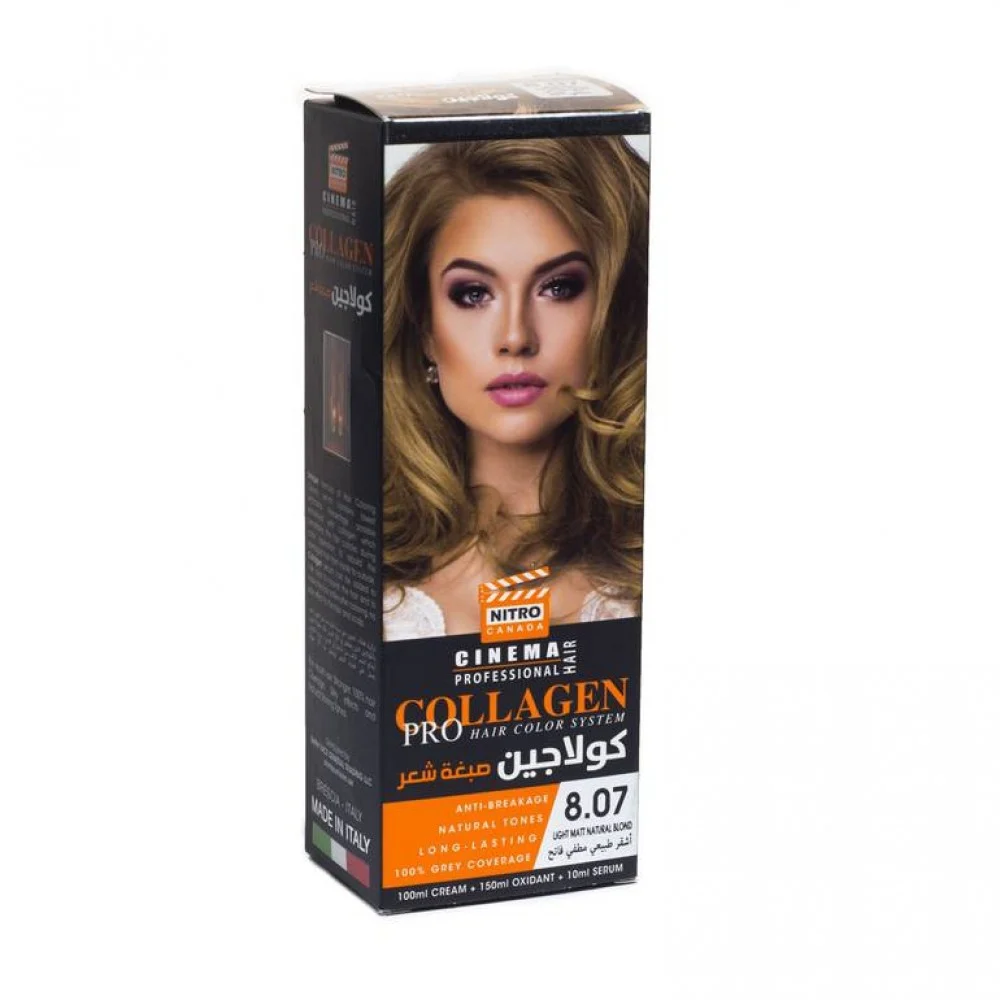 צבע שיער Nitro Canada Collagen Pro, 8.07 בלונד טבעי מט בהיר