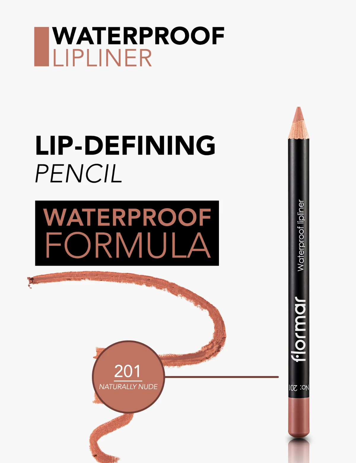FLORMAR Lipliner עמיד למים 201 עירום טבעי 3