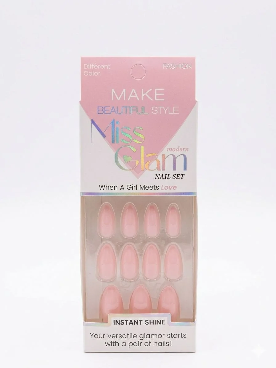 לק MISS GLAM עם פס דבק, ורוד חלבי