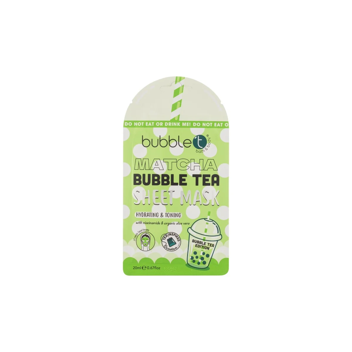 Bubble T Sheet Mask בטעם Matcha עם אלוורה וניאצינמיד (20 מ"ל)
