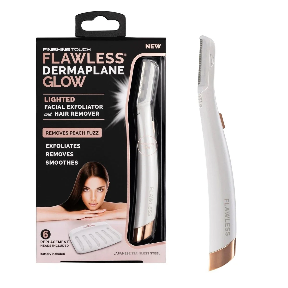 מסיר פנים ומסיר שיער ללא רבב של Dermaplan Glow
