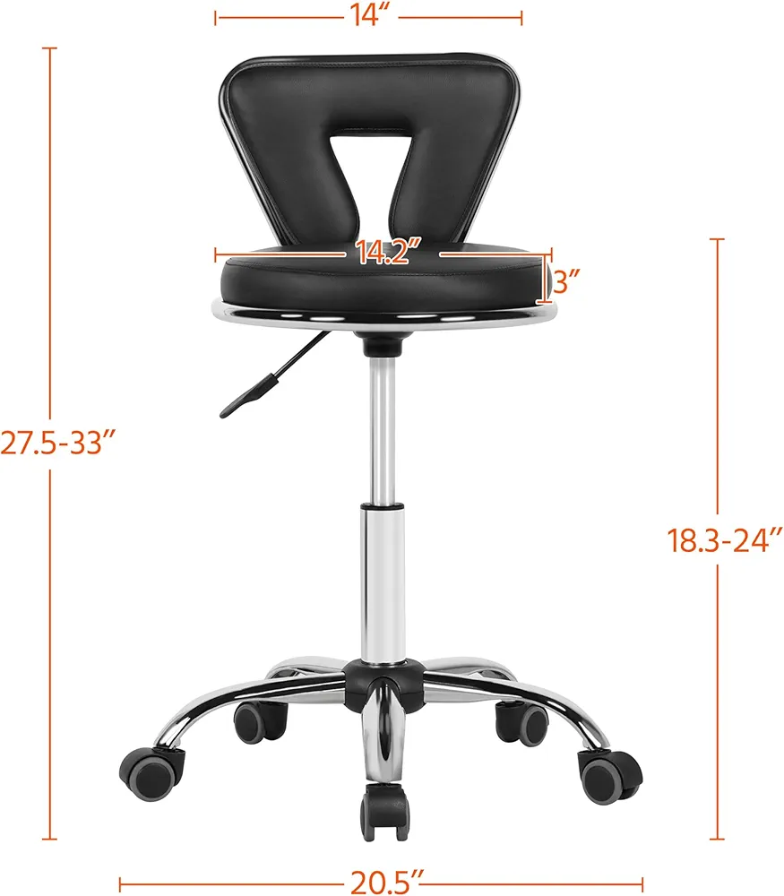 כיסא פדיקור שחור עם גב משולש 2