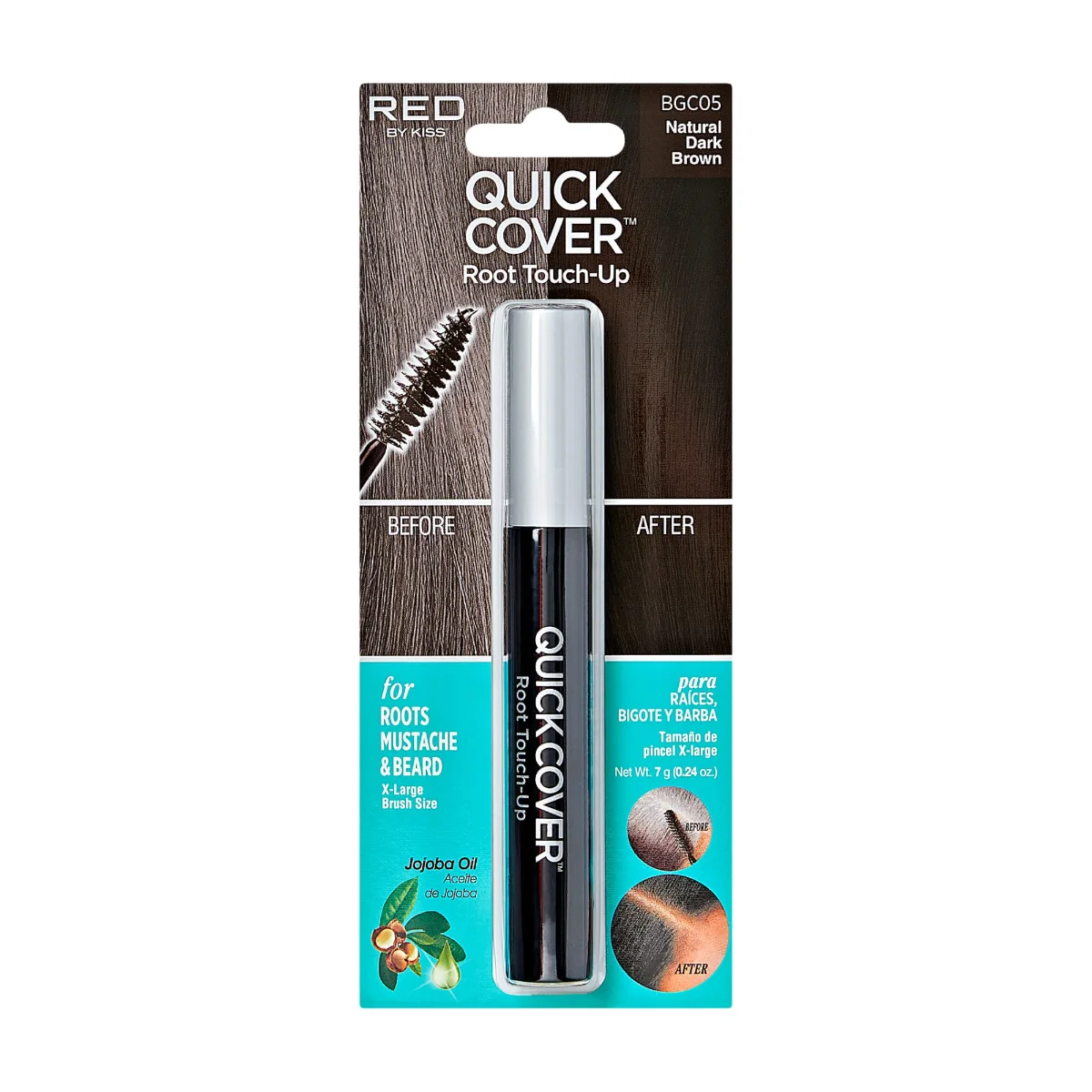 מברשת KISS Quick Cover בצבע חום כהה טבעי לכיסוי שיער אפור