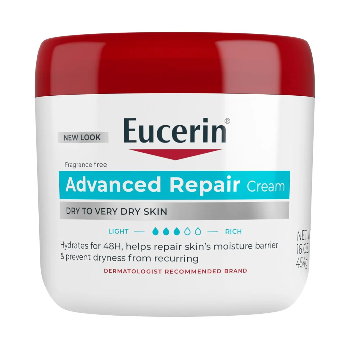 קרם תיקון גוף מתקדם של Eucerin לעור יבש במיוחד, קרם לחות יומי ללא ריח