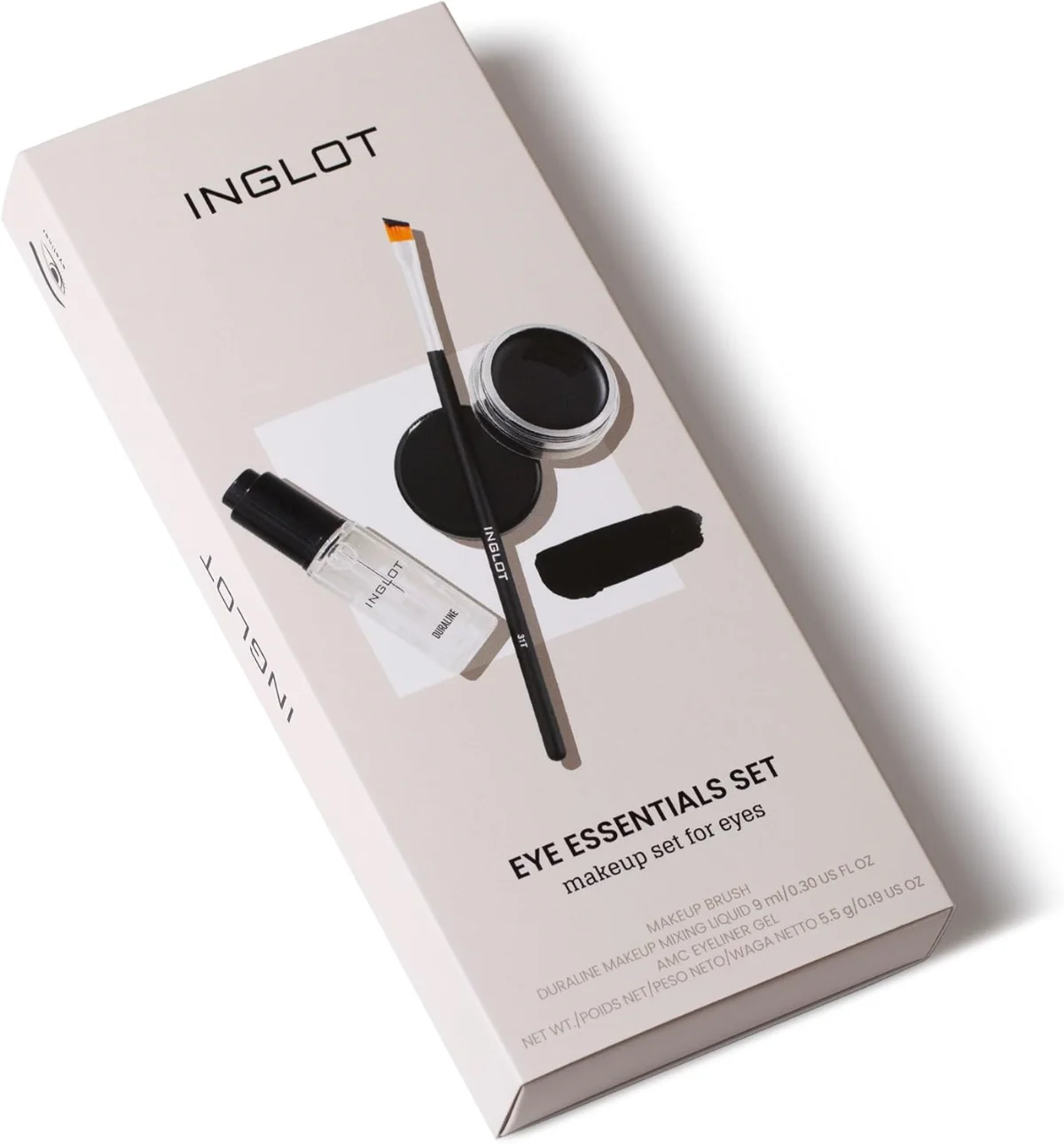 מגוון טיפוח העיניים של Inglot Duraline + AMC 77 אייליינר ג'ל + מברשת איפור 31T | אייליינר שחור 2