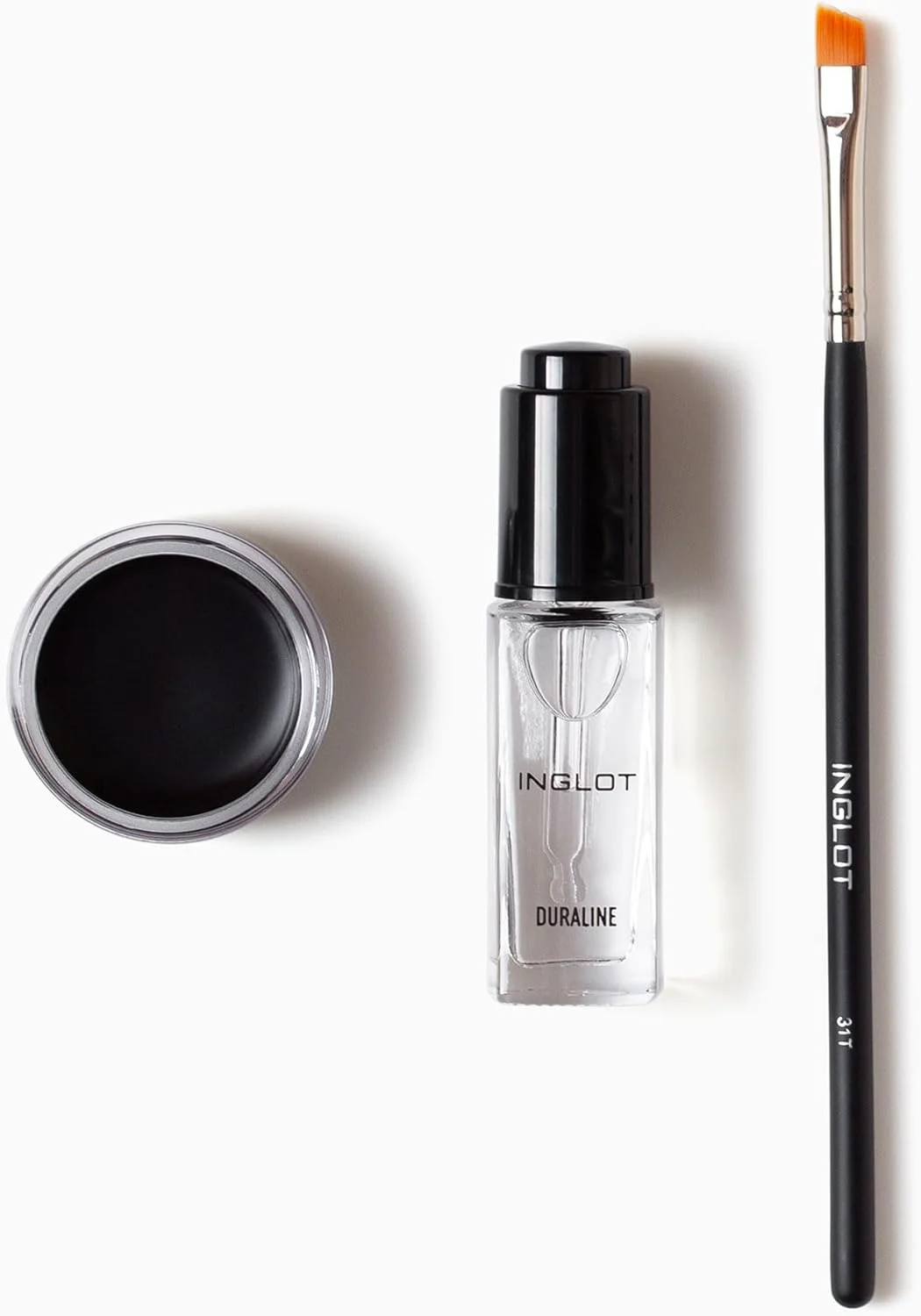 מגוון טיפוח העיניים של Inglot Duraline + AMC 77 אייליינר ג'ל + מברשת איפור 31T | אייליינר שחור 4