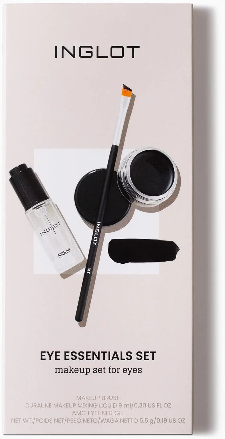 מגוון טיפוח העיניים של Inglot Duraline + AMC 77 אייליינר ג'ל + מברשת איפור 31T | אייליינר שחור 3