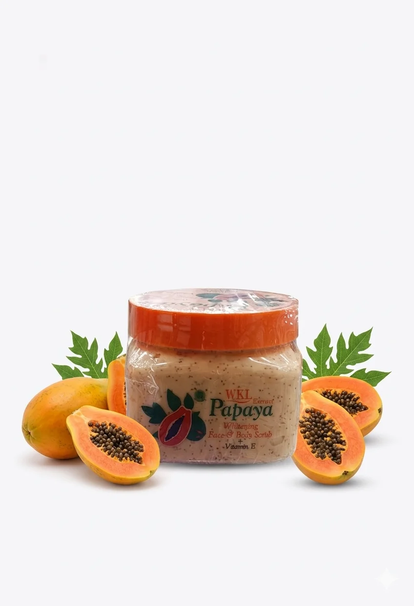 WKL Papaya Whitening Scrub - קרצוף פנים וגוף הלבנת עם תמצית פפאיה וויטמין E