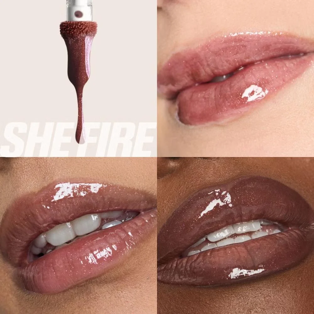 Huda Beauty Essie Nude Faux Filler Lip Gloss - She Fire 3