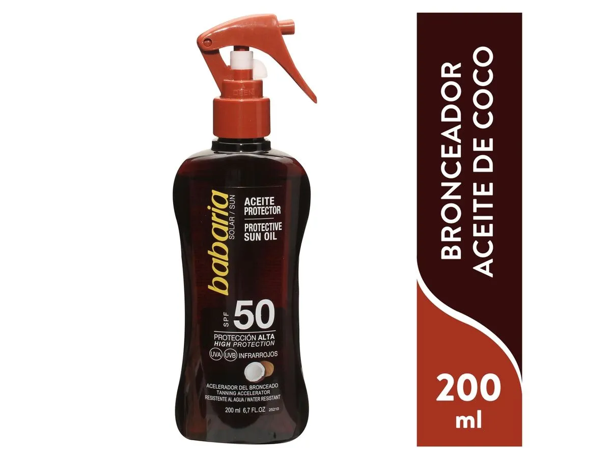 Babaria קוקוס שמש ושמן שיזוף SPF 50, 200 מ"ל