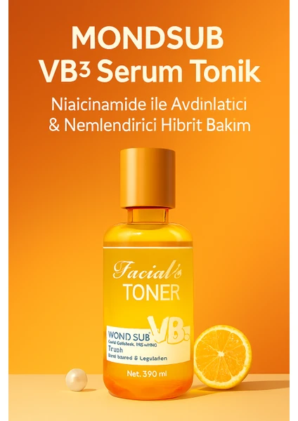 טונר סרום MONDSEP VP3 - טיפוח עור היברידי וטיפוח לחות עם ניאצינמיד (390 מ"ל) 2