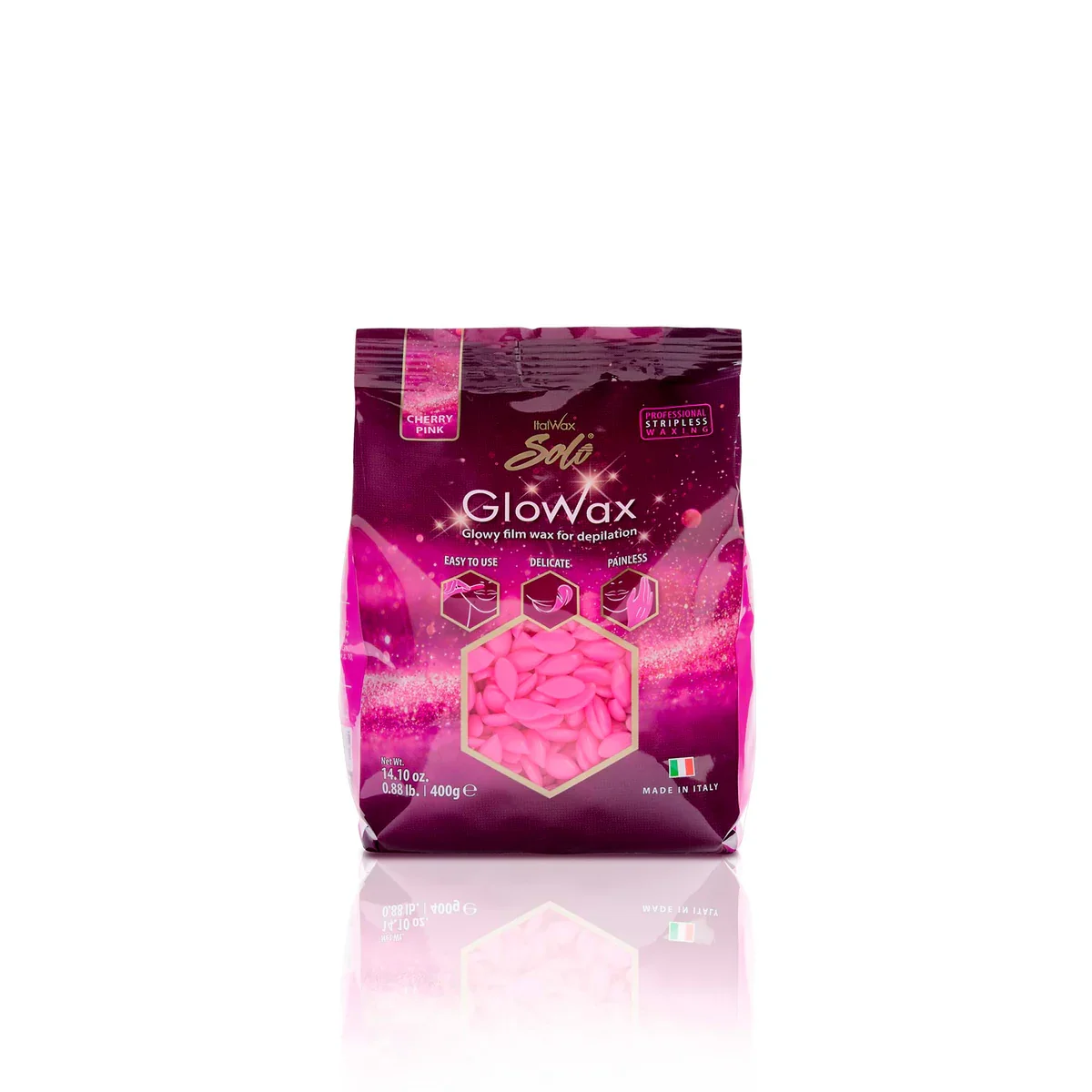Film Italwax Solo GLOW WAX, ורוד דובדבן 400 גרם 2