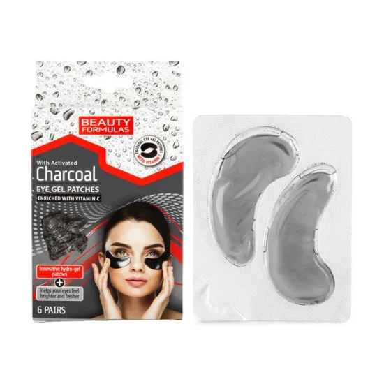 Beauty Formulas מדבקות ג'ל לעיניים עם פחם פעיל וויטמין C, 6 זוגות