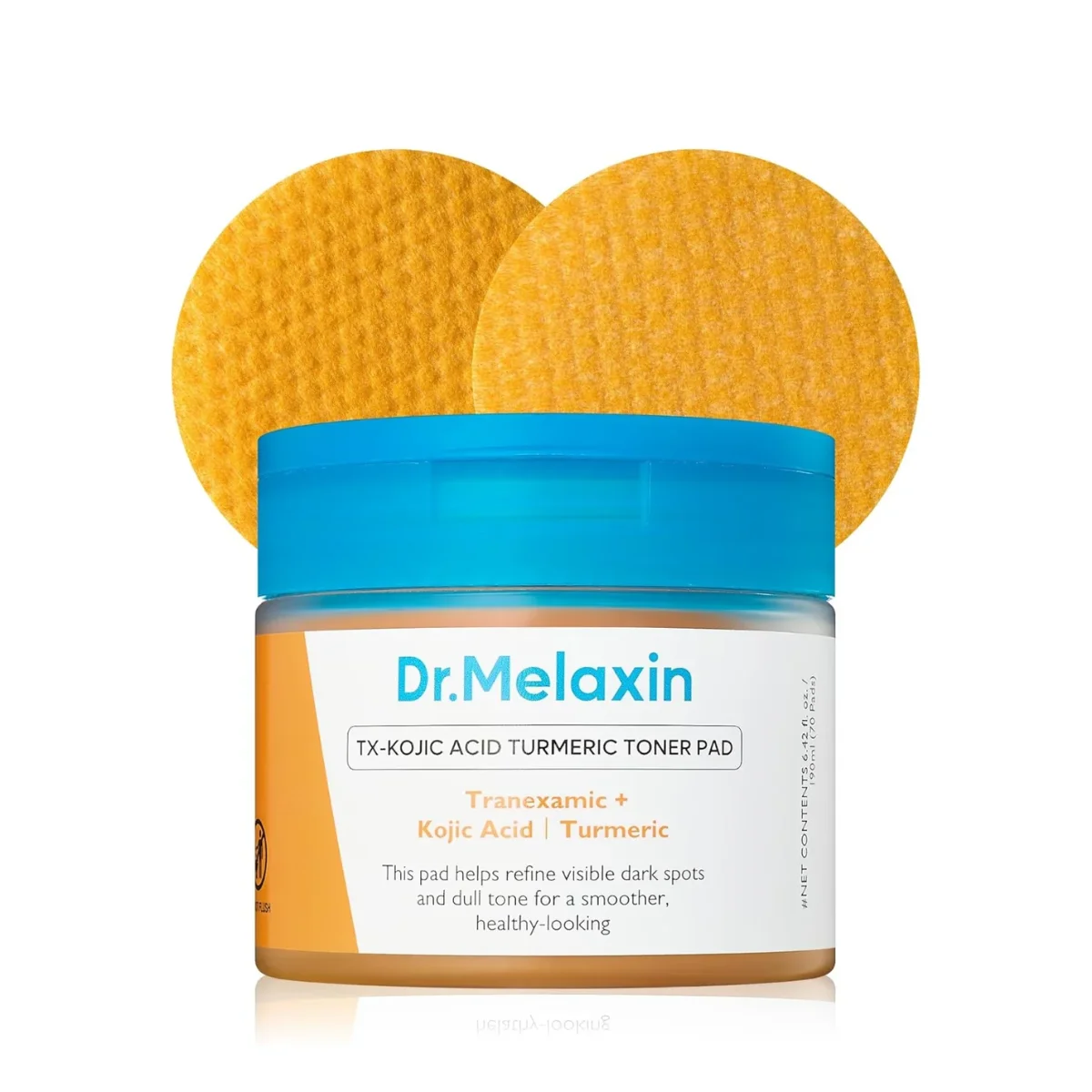רפידות טונר של ד"ר. Melaxin TX הבהרה וחיטוב עם חומצה קוג'ית וכורכום - 70 רפידות
